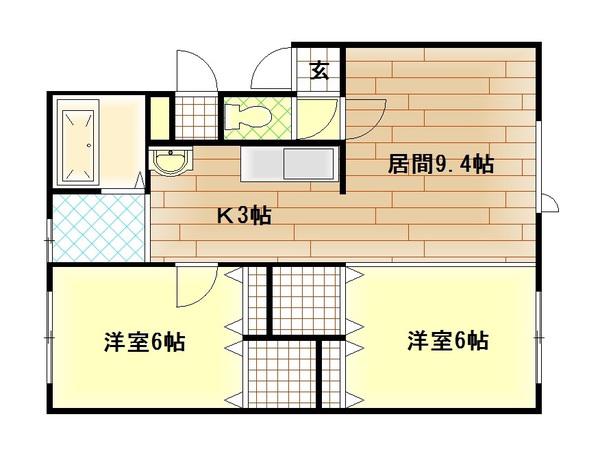 ARK HILLS(2LDK/3階)の間取り写真