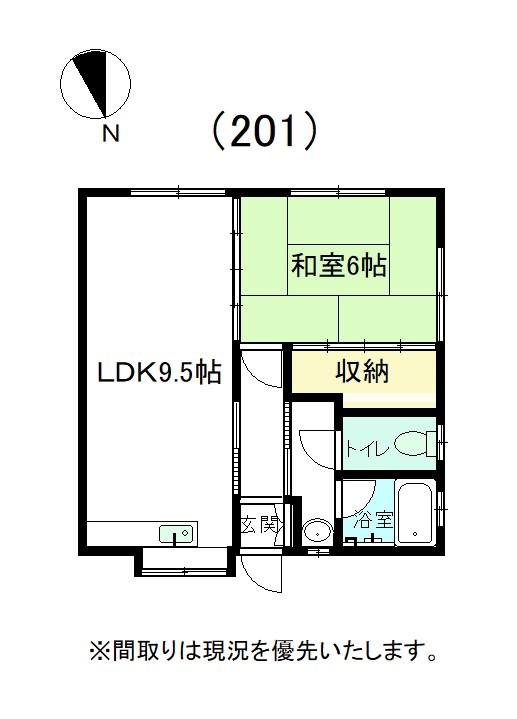 山谷アパート(1LDK/2階)の間取り写真