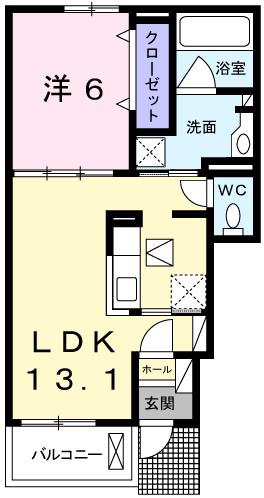 インプレス・ヴィラ(1LDK/1階)の間取り写真