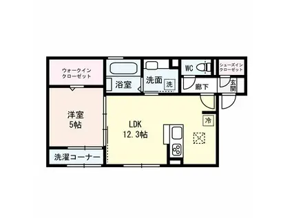 BONHEUR草津(1LDK/1階)の間取り写真