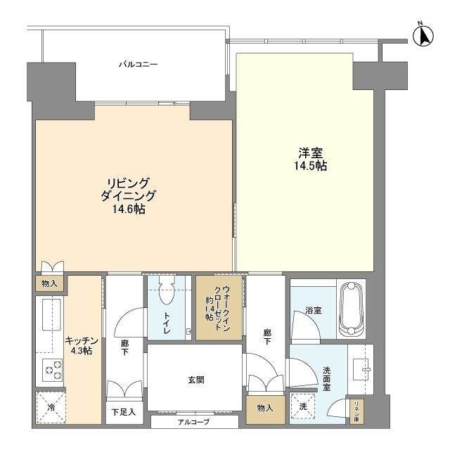 グラングリーン大阪 THE ノース RESIDENCE(1LDK/32階)の間取り写真