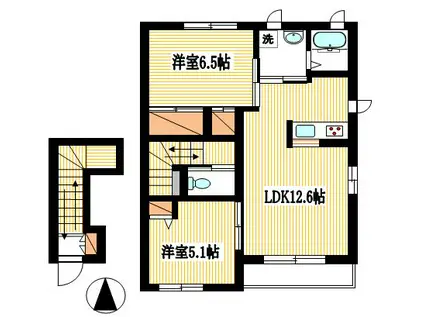 プリエール(2LDK/2階)の間取り写真