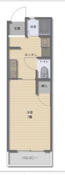 サンシティカスミ(1K/3階)の間取り写真