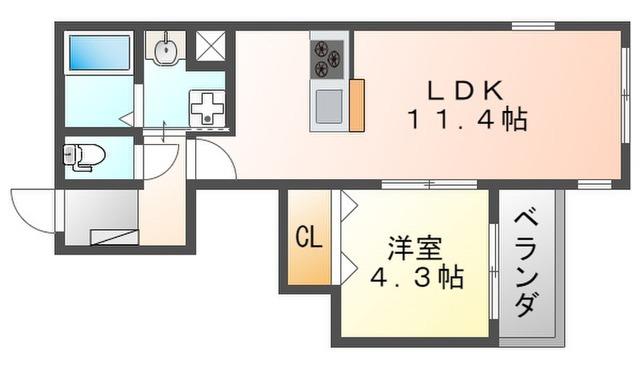 LATELIER DE LANGE(1LDK/3階)の間取り写真