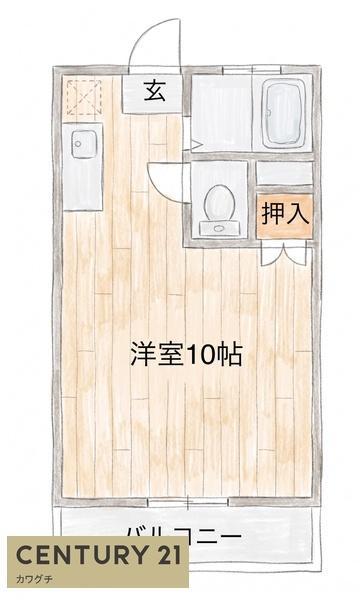 パークハイツ(ワンルーム/1階)の間取り写真