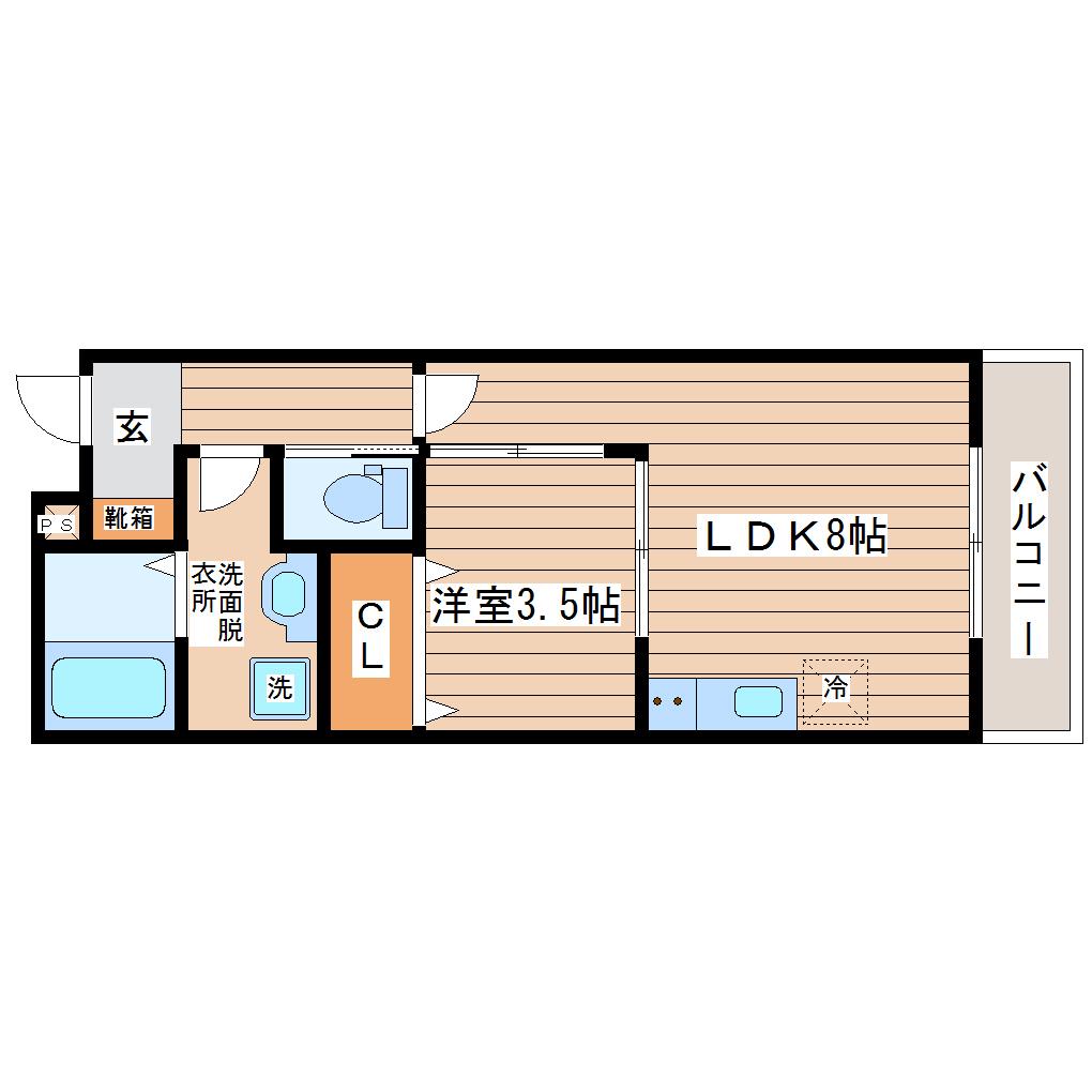 LINK STAGEあすと長町A(1LDK/2階)の間取り写真