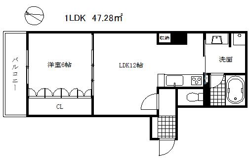 リーガル神戸三宮山手(1LDK/5階)の間取り写真