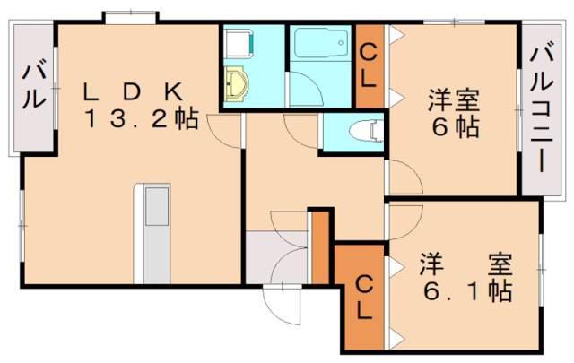 ファインメゾン上の原(2LDK/1階)の間取り写真