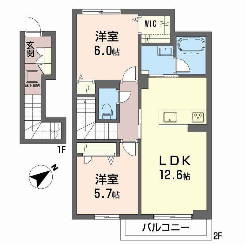 SHAMAISON SAKURA(2LDK/2階)の間取り写真