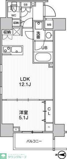 ステージグランデ錦糸町II(1LDK/9階)の間取り写真