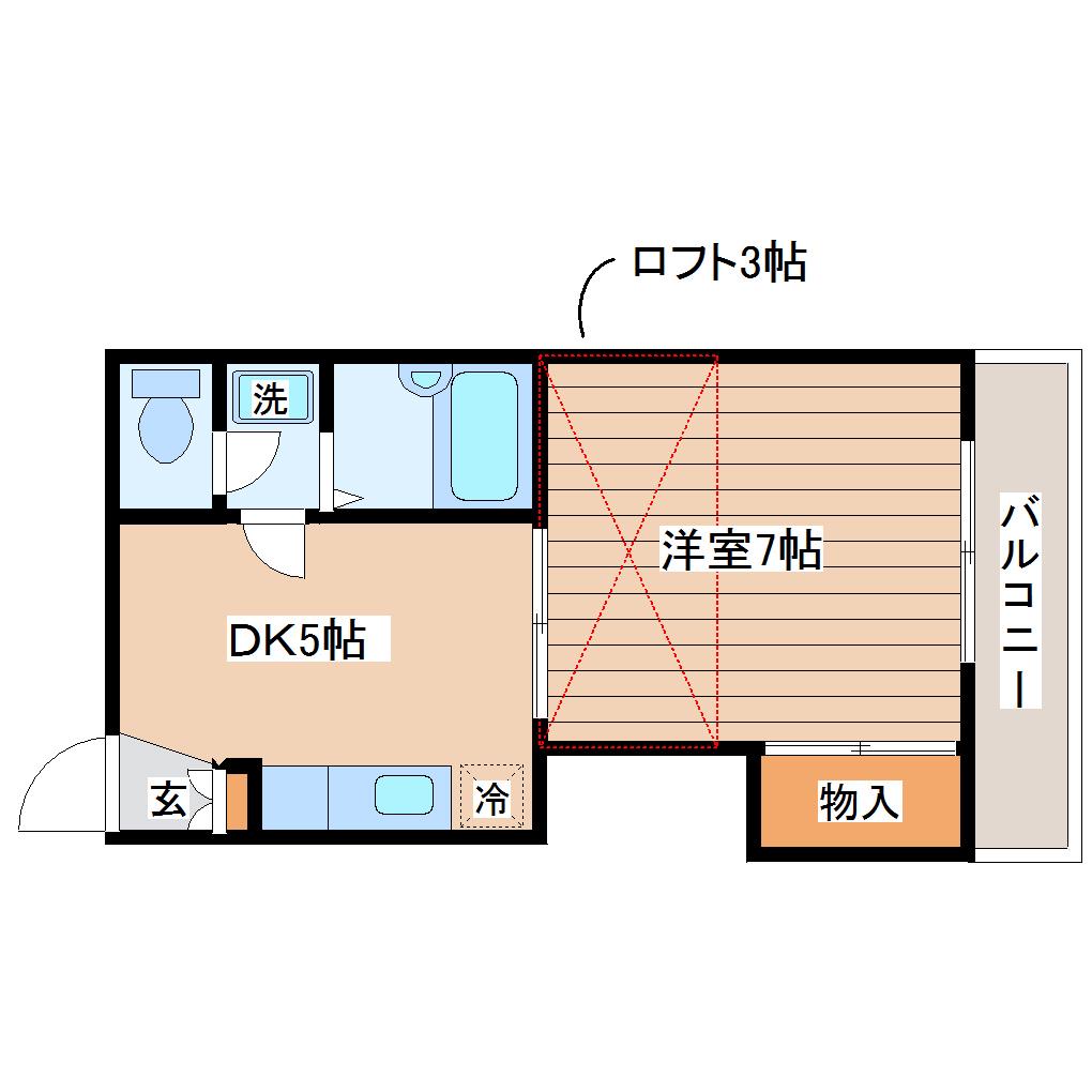 レオパレス沖野第2(1DK/2階)の間取り写真