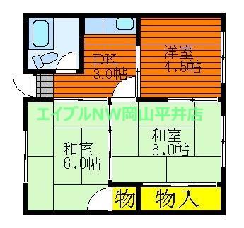 クレオハイツ国富(3DK/3階)の間取り写真