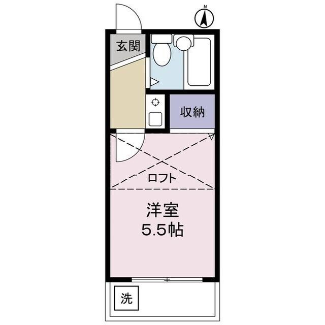 ヴィラ南元宿(1K/2階)の間取り写真