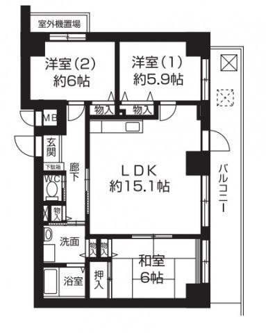 サイト安朱(3LDK/4階)の間取り写真