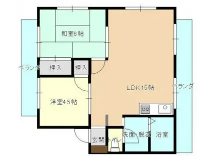 ルナリア木之庄(2LDK/2階)の間取り写真