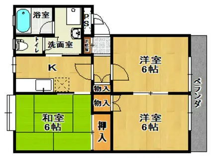 メゾニティ・ピース(3K/2階)の間取り写真