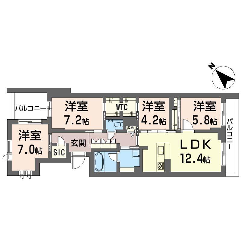 フェリシード野沢(4LDK/3階)の間取り写真