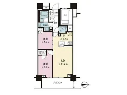 クレヴィア日暮里 THE RESIDENCE(2LDK/12階)の間取り写真