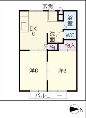 メゾン木ノ下(2DK/2階)の間取り写真