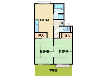 ブランミュール浅野(2DK/1階)の間取り写真