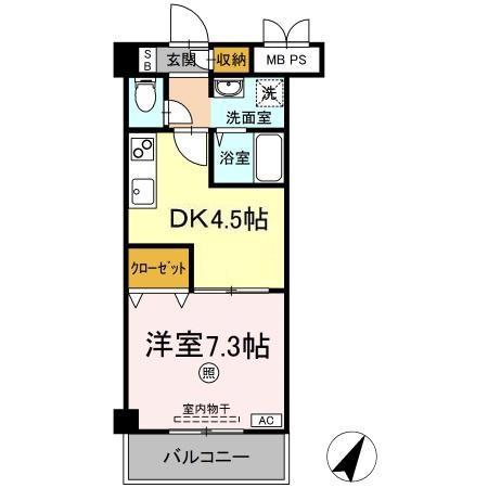 エスペランサI(1DK/4階)の間取り写真