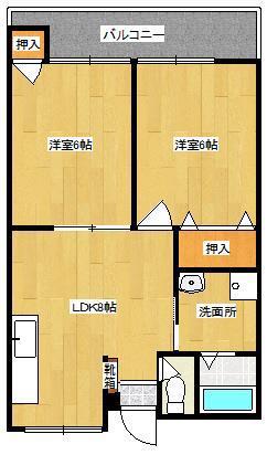 オーシャンパレス屋富祖(2DK/2階)の間取り写真