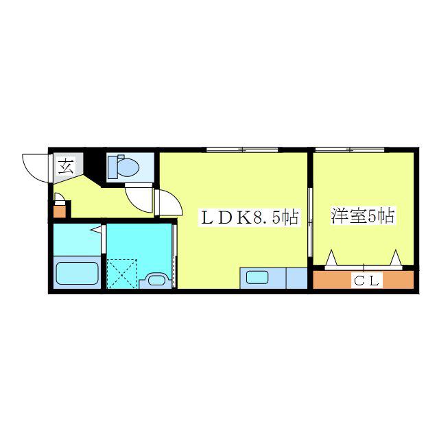 エスカイヤ南ヶ丘(1LDK/2階)の間取り写真