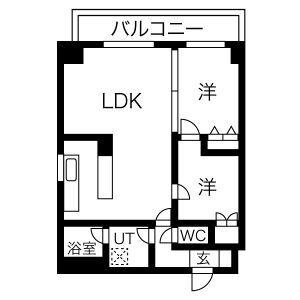 ディーフラット大濠2(1LDK/3階)の間取り写真