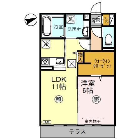 ビューテラス(1LDK/1階)の間取り写真