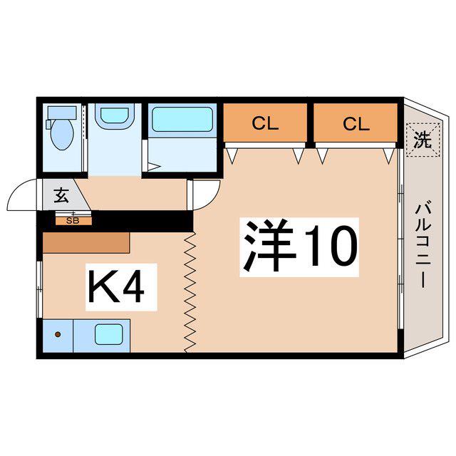 エムテス石和(1K/3階)の間取り写真