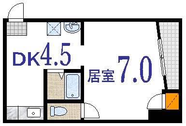 十日市ふじビル(1DK/4階)の間取り写真
