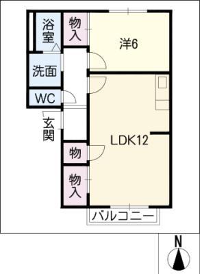 ヴィラージュときわ(1LDK/1階)の間取り写真