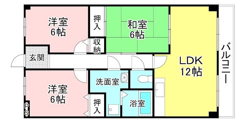 フェリーチェ菩提寺(3LDK/3階)の間取り写真