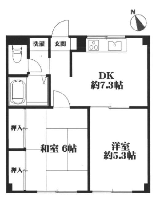 エステートピア井上(2DK/1階)の間取り写真