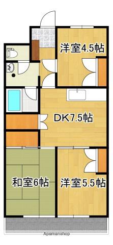 マルシン竜王レジデンス(3DK/4階)の間取り写真