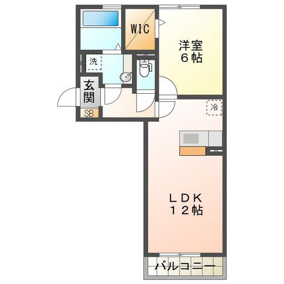 ブリーゼB棟(1LDK/2階)の間取り写真