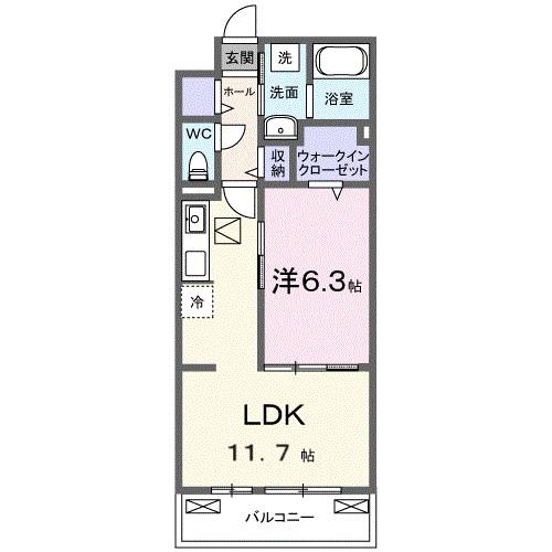 ブライトリーフ(1LDK/1階)の間取り写真