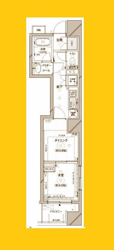 レグラス横浜ポートサイド(2K/9階)の間取り写真
