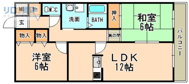 メゾンドルフ(2LDK/1階)の間取り写真