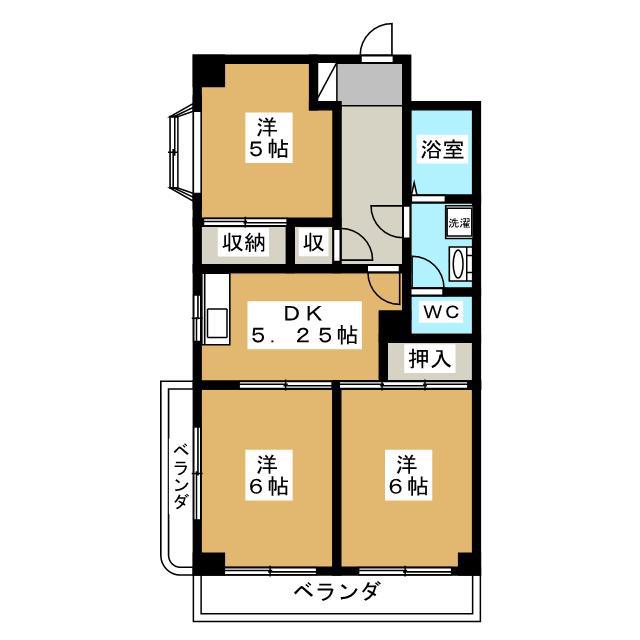 西東京マンション(3DK/3階)の間取り写真