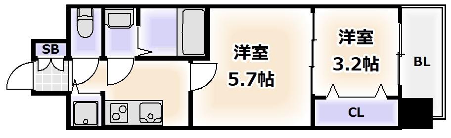 S-RESIDENCE日本橋QUALIERエスレジデンス日本橋クオリ(2K/5階)の間取り写真