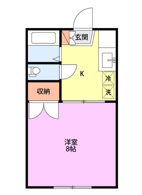 クローバーハウス新和(1K/2階)の間取り写真