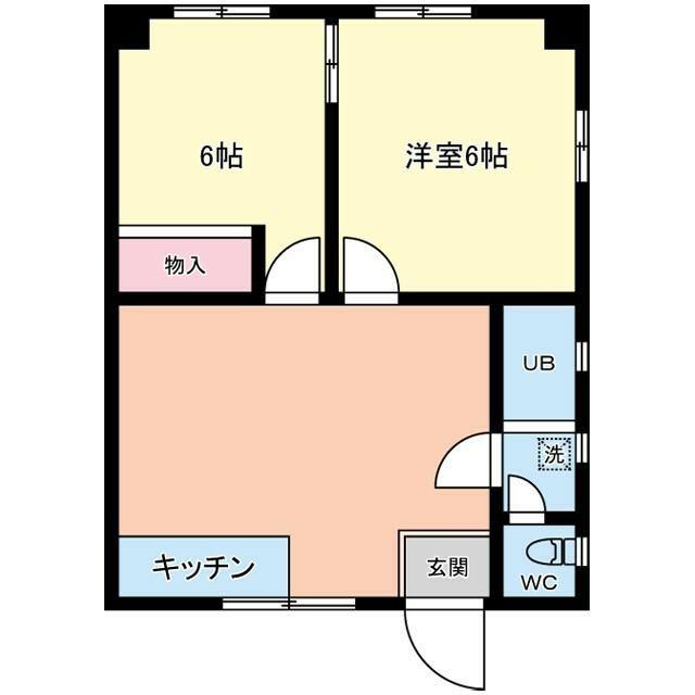 島田アパート(2DK/2階)の間取り写真
