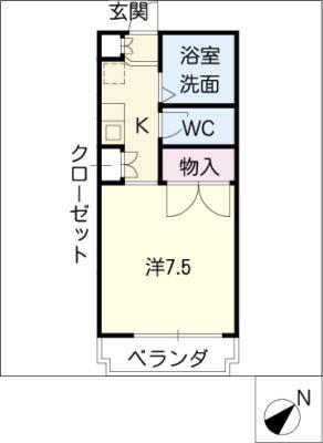 パレス三宝(1K/7階)の間取り写真