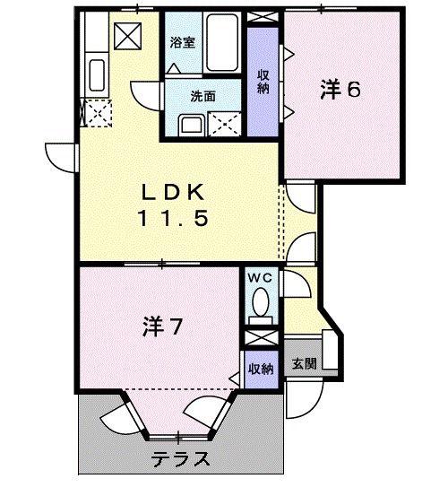 メリーランドハイム(2LDK/1階)の間取り写真