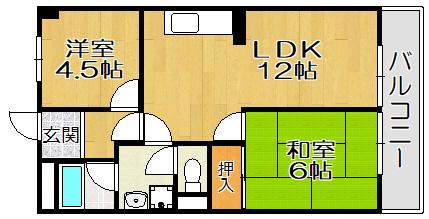 東園田ハイツ(2LDK/2階)の間取り写真