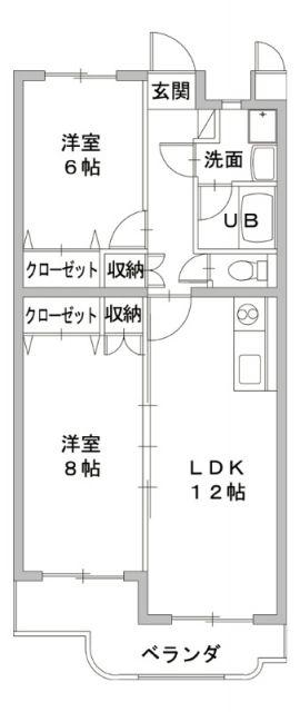 ジュネスIII(2LDK/2階)の間取り写真