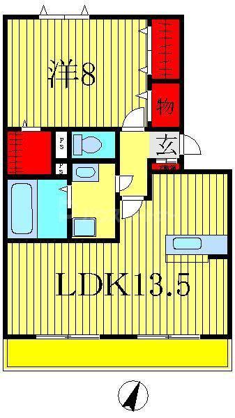 ソレーユソシア柏(1LDK/1階)の間取り写真