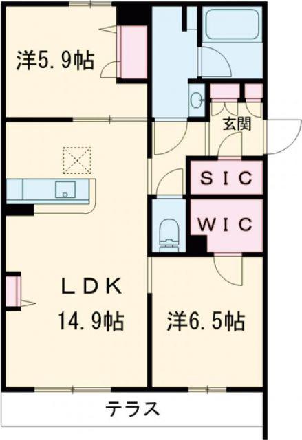 シャーメゾン グラニテ(2LDK/1階)の間取り写真