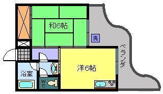 南岩国マンション(1DK/3階)の間取り写真